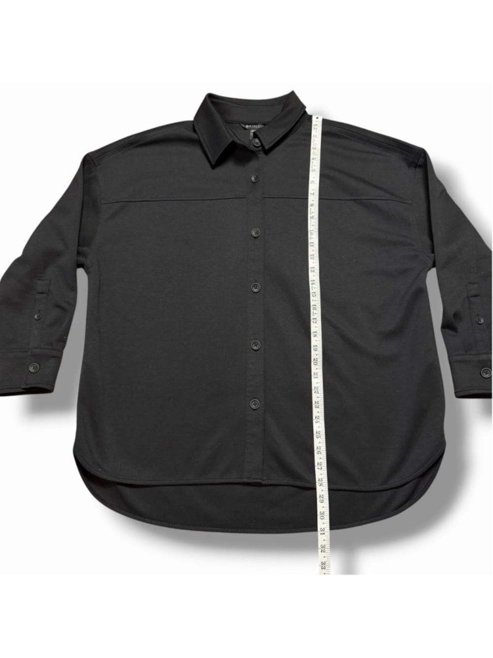 Athleta Allure Shirt Shacket Jacket Black Button Up Large EUC City Chic Boxy - Picture 10 of 10